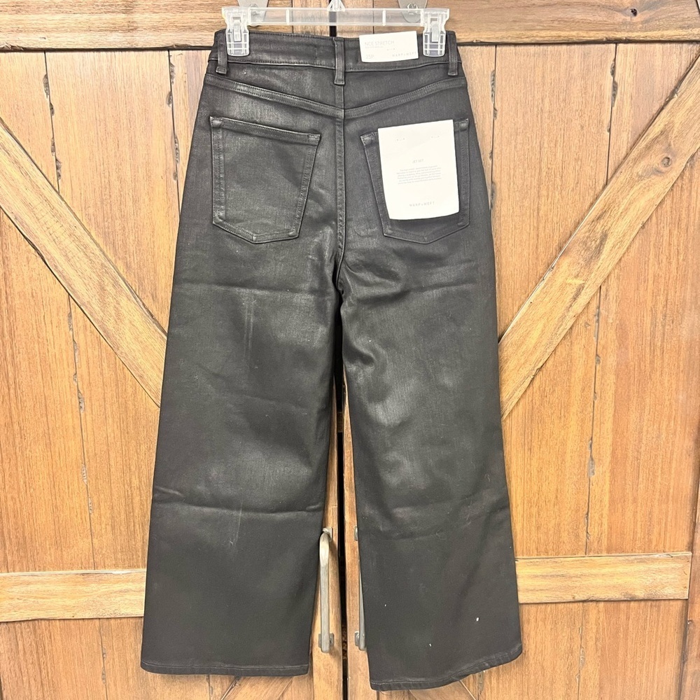 Warp + Weft Nce Nice Cote Wide Leg Jeans Noir Wax Coated Black Size 25p Nwt — image 6 of 8